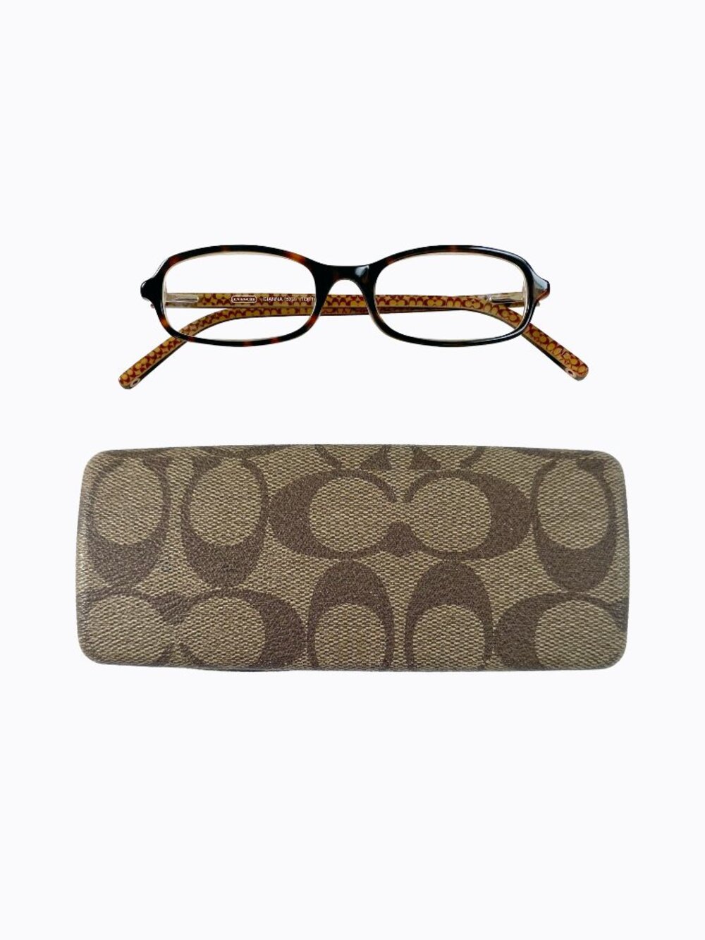 Vtg Coach Gianna 579 Eyeglass Frames Tortoise Crystal Logo & Monogram Hard Case